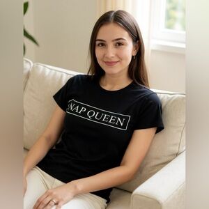 Nap Queen Black T Shirt Cotton  Size S